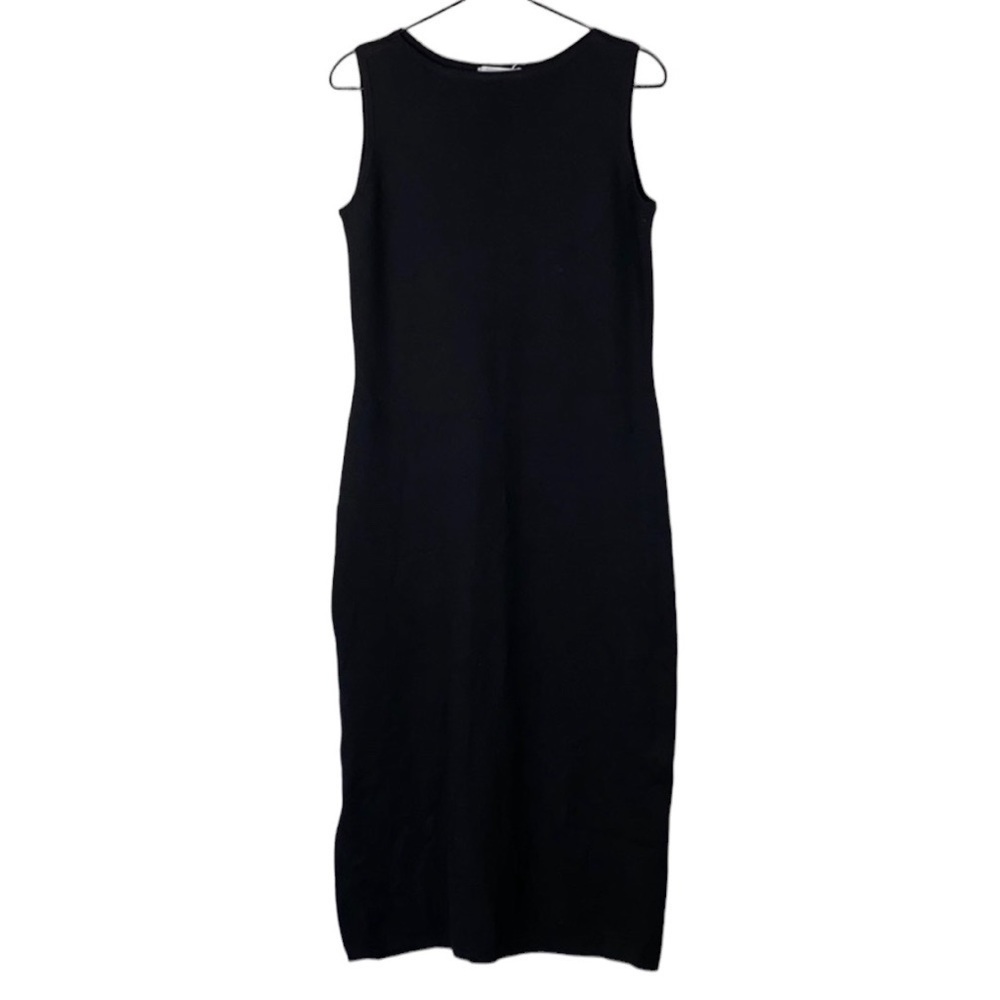 Nan Alexander black knit midi dress with button slit